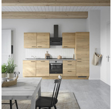 Bloc cuisine complète équipée NOBILIA Natur 300 cm façade chêne sierra mate variante à droite monté 4004539020153