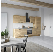 Bloc cuisine complète équipée NOBILIA Natur 300 cm façade chêne sierra mate variante à droite monté 4004539020153