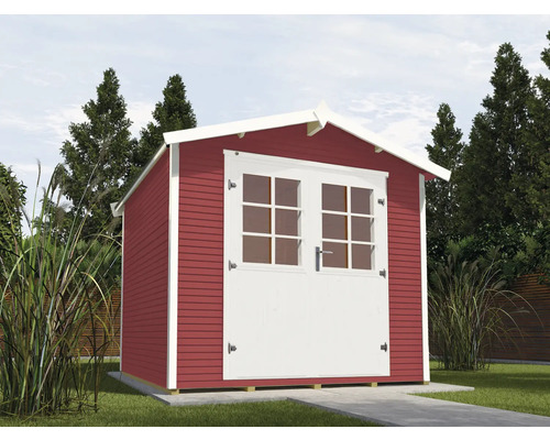 Gartenhaus weka 218 Gr. 2 inkl. Fußboden 320 x 239 cm rot Holzgartenhaus mit Doppeltür im Garten
