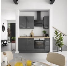 Cuisine complète NOBILIA sans appareils Urban 180 cm gris ardoise soie haute brillance prémontée variante droite 4004539008946
