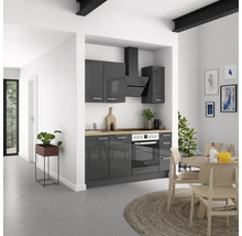 Cuisine complète NOBILIA sans appareils Urban 180 cm gris ardoise soie haute brillance prémontée variante droite 4004539008946