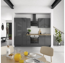 Cuisine complète NOBILIA sans appareils Urban 270 cm gris ardoise soie haute brillance prémontée variante gauche 4004539009301