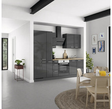 Cuisine complète NOBILIA sans appareils Urban 270 cm gris ardoise soie haute brillance prémontée variante gauche 4004539009301