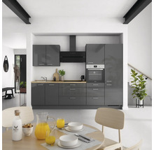 Cuisine complète NOBILIA sans appareils Urban 300 cm gris ardoise soie haute brillance prémontée variante droite 4004539009424