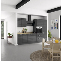Cuisine complète NOBILIA sans appareils Urban 300 cm gris ardoise soie haute brillance prémontée variante droite 4004539009424