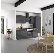 Cuisine complète NOBILIA sans appareils Urban 270 cm gris ardoise soie haute brillance prémontée variante droite 4004539009349