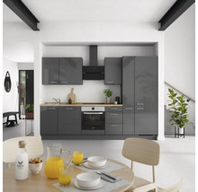 Cuisine complète NOBILIA sans appareils Urban 300 cm gris ardoise soie haute brillance prémontée variante droite 4004539009509