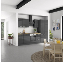 Cuisine complète NOBILIA sans appareils Urban 300 cm gris ardoise soie haute brillance prémontée variante droite 4004539009509