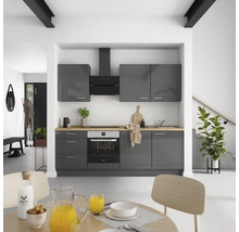 Cuisine complète NOBILIA sans appareils Urban 240 cm gris ardoise soie haute brillance prémontée variante gauche 4004539009141