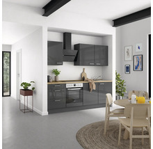 Cuisine complète NOBILIA sans appareils Urban 240 cm gris ardoise soie haute brillance prémontée variante gauche 4004539009141