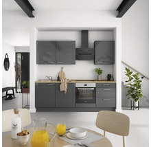 Cuisine complète NOBILIA sans appareils Urban 240 cm gris ardoise soie haute brillance prémontée variante droite 4004539009103
