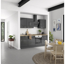 Cuisine complète NOBILIA sans appareils Urban 240 cm gris ardoise soie haute brillance prémontée variante droite 4004539009103