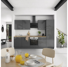 Cuisine complète NOBILIA sans appareils Urban 300 cm gris ardoise soie haute brillance prémontée variante droite 4004539009585