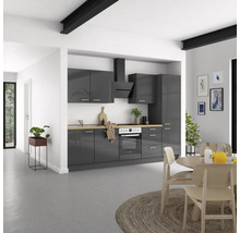 Cuisine complète NOBILIA sans appareils Urban 300 cm gris ardoise soie haute brillance prémontée variante droite 4004539009585