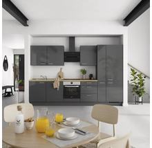 Cuisine complète NOBILIA sans appareils Urban 330 cm gris ardoise soie haute brillance prémontée variante droite 4004539009745