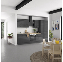 Cuisine complète NOBILIA sans appareils Urban 330 cm gris ardoise soie haute brillance prémontée variante droite 4004539009745