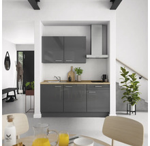 Cuisine complète NOBILIA sans appareils Urban 180 cm gris ardoise soie haute brillance prémontée variante droite 4004539008960