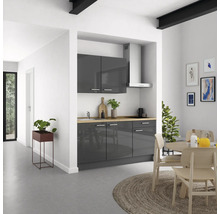 Cuisine complète NOBILIA sans appareils Urban 180 cm gris ardoise soie haute brillance prémontée variante droite 4004539008960
