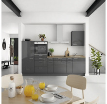 Cuisine complète NOBILIA sans appareils Urban 300 cm gris ardoise soie haute brillance prémontée variante gauche 4004539009486