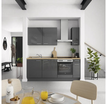 Cuisine complète NOBILIA sans appareils Urban 210 cm gris ardoise soie haute brillance prémontée variante droite 4004539009042