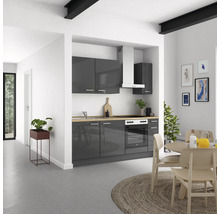 Cuisine complète NOBILIA sans appareils Urban 210 cm gris ardoise soie haute brillance prémontée variante droite 4004539009042