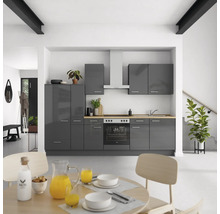Cuisine complète NOBILIA sans appareils Urban 300 cm gris ardoise soie haute brillance prémontée variante gauche 4004539009561