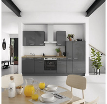 Cuisine complète NOBILIA sans appareils Urban 300 cm gris ardoise soie haute brillance prémontée variante droite 4004539009523