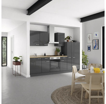 Cuisine complète NOBILIA sans appareils Urban 300 cm gris ardoise soie haute brillance prémontée variante droite 4004539009523