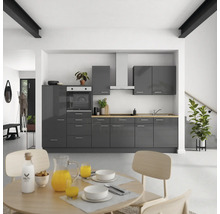 Cuisine complète NOBILIA sans appareils Urban 330 cm gris ardoise soie haute brillance prémontée variante gauche 4004539009721