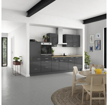 Cuisine complète NOBILIA sans appareils Urban 330 cm gris ardoise soie haute brillance prémontée variante gauche 4004539009721