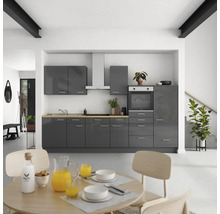 Cuisine complète NOBILIA sans appareils Urban 330 cm gris ardoise soie haute brillance prémontée variante droite 4004539009684