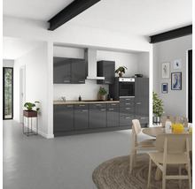 Cuisine complète NOBILIA sans appareils Urban 330 cm gris ardoise soie haute brillance prémontée variante droite 4004539009684
