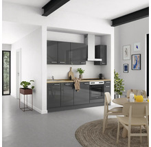 Cuisine complète NOBILIA sans appareils Urban 240 cm gris ardoise soie haute brillance prémontée variante droite 4004539009127
