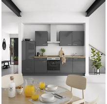 Cuisine complète NOBILIA sans appareils Urban 300 cm gris ardoise soie haute brillance prémontée variante gauche 4004539009646