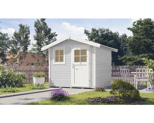 Gartenhaus weka 123 Gr. 1 inkl. Fußboden 306 x 239 cm grau Garten Szene mit Gerätehaus aus Holz mit Fenster und Tür