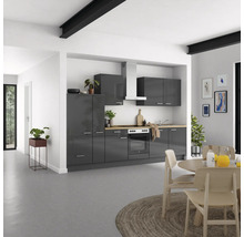 Cuisine complète NOBILIA sans appareils Urban 330 cm gris ardoise soie haute brillance prémontée variante gauche 4004539009806