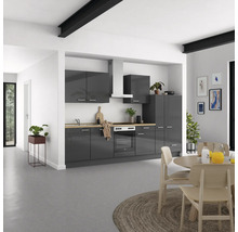 Cuisine complète NOBILIA sans appareils Urban 330 cm gris ardoise soie haute brillance prémontée variante droite 4004539009769