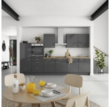 Cuisine complète NOBILIA sans appareils Urban 360 cm gris ardoise soie haute brillance prémontée variante gauche 4004539009882