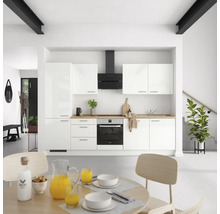 Bloc cuisine complète équipée NOBILIA Modern 300 cm façade blanc alpin à haute brillance variante à gauche prémonté 4004539008670