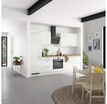 Bloc cuisine complète équipée NOBILIA Modern 300 cm façade blanc alpin à haute brillance variante à gauche prémonté 4004539008670