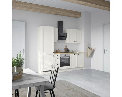 NOBILIA Küchenzeile mit Geräten Urban 240 cm weiß matt montiert Variante links