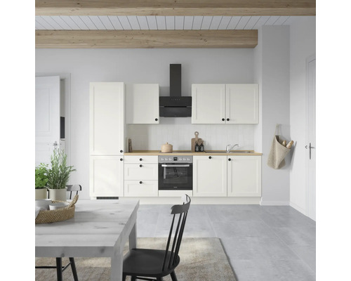 NOBILIA Küchenzeile mit Geräten Urban 300 cm weiß matt montiert Variante links