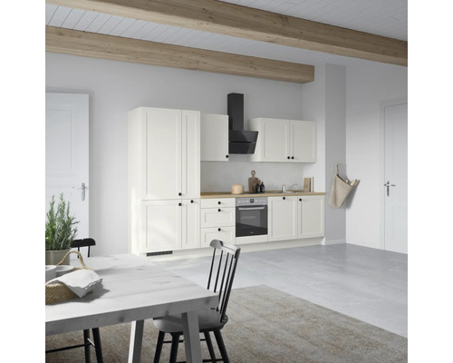 NOBILIA Küchenzeile mit Geräten Urban 330 cm weiß matt montiert Variante links