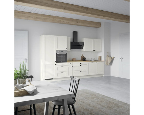 NOBILIA Küchenzeile mit Geräten Urban 360 cm weiß matt montiert Variante links