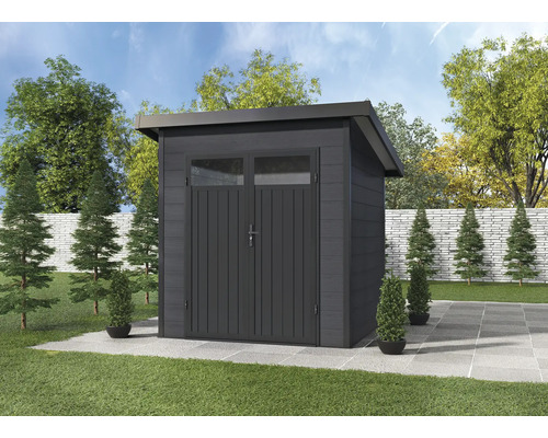 Abri de jardin Finnhaus WPC-Modern A y compris local technique, gouttière 200 x 200 cm anthracite Abri de jardin Finnhaus WPC-Modern A y compris local technique, gouttière 200 x 200 cm anthracite