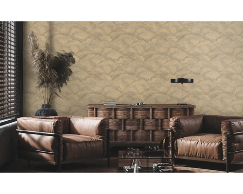 Papier peint décoratif avec motif de vagues abstraites dans un salon