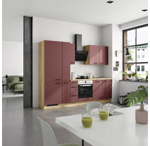 Bloc cuisine complète équipée NOBILIA Urban 270 cm façade rouge rouille mate variante à gauche monté 4004539016033