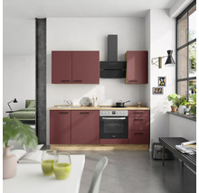 Bloc cuisine complète équipée NOBILIA Urban 210 cm façade rouge rouille mate variante à droite monté 4004539015753