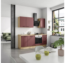 Bloc cuisine complète équipée NOBILIA Urban 210 cm façade rouge rouille mate variante à droite monté 4004539015753