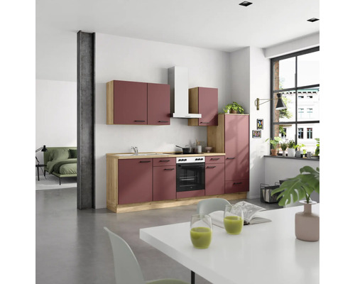 NOBILIA Küchenzeile ohne Geräte Urban 270 cm rostrot matt vormontiert Variante rechts 4004539016088 NOBILIA Küchenzeile ohne Geräte Urban 270 cm rostrot matt vormontiert Variante rechts 4004539016088